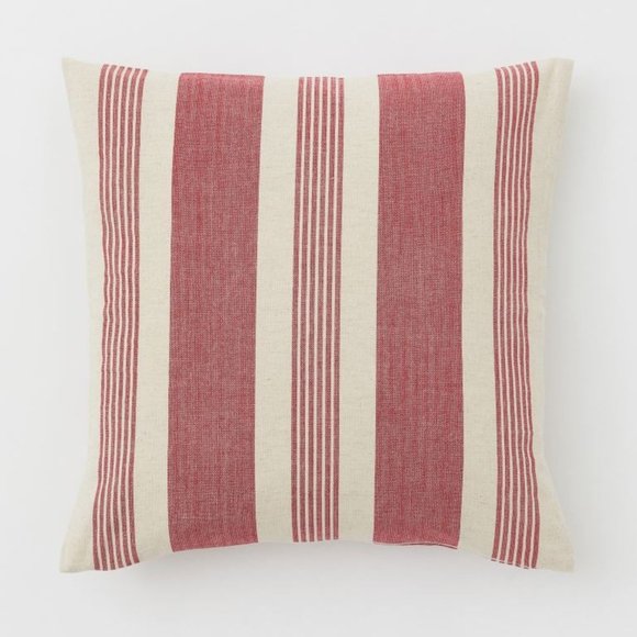 H&M Light Beige / Red Striped Cushion Cover - Picture 1 of 2